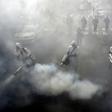 Firefighters disinfect streets in the Iranian capital Tehran in a bid to stem the spread of the coronavirus