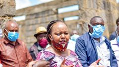 Kirinyaga Governor Anne Mumbi Waiguru inspecting a county project. 23 MCAs on June 9, 2020 voted to impeach her over gross misconduct and abuse of office