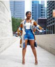 Ankara and denim styles (Pinterest)