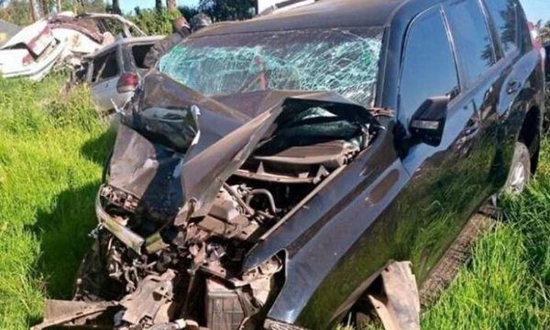 The car in which Jubilee Party Secretary-General Raphael Tuju was travelling in when he was involved in an accident along the Nairobi-Nakuru Highway on February 12, 2020