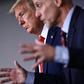 US President Donald Trump listens to FDA Commissioner Stephen Hahn (R) speak on the latest developments of the coronavirus outbreak