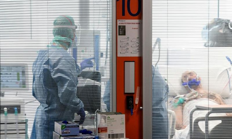 A scene from a hospital in Brescia, Lombardy this week