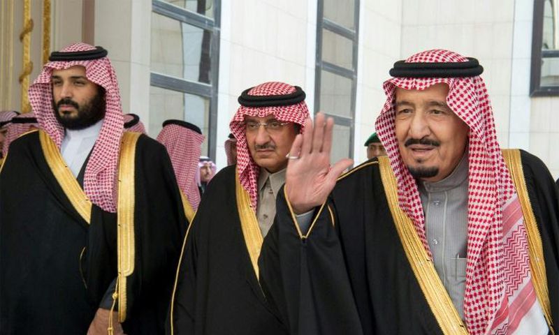 Saudi King Salman bin Abdulaziz (R), Crown Prince Mohammed bin Nayef (C) and deputy Crown Prince Mohammed bin Salman, pictured in late 2016