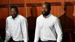 Alex Olaba, left, and Frank Wanyama at their trial in Nairobi last August