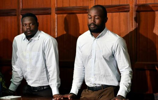 Alex Olaba, left, and Frank Wanyama at their trial in Nairobi last August