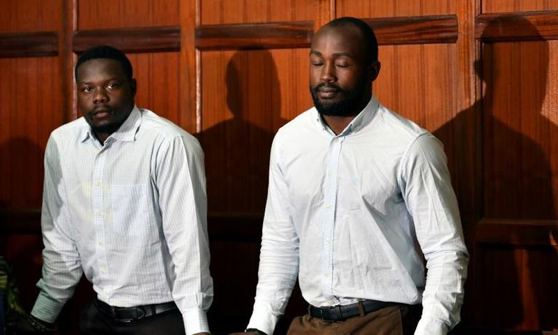 Alex Olaba, left, and Frank Wanyama at their trial in Nairobi last August