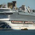 The cruise liner Ruby Princess sits in the harbour in Port Kembla, 80 kilometres (50 miles) south of Sydney after coming in to refuel and restock