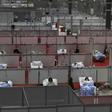 The temporary hospital for COVID-19 patients at the Ifema convention and exhibition centre in Madrid