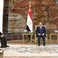 Egyptian President Abdel Fattah al-Sisi with Libyan strongman Khalifa Haftar (R) and parliament speaker Aguila Saleh in the capital Cairo at the weekend
