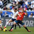 American Megan Rapinoe battles Patricia Guijarro of Spain for the ball in a US victory in the 2020 SheBelieves Cup