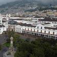 Aerial view of the empty Plaza Grande square in Quito on March 25, 2020