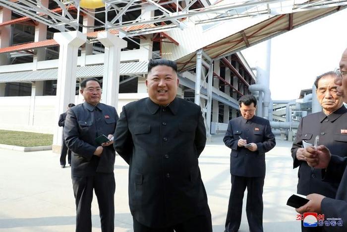 North Korean leader Kim Jong Un visits a fertilizer factory in a KCNA picture released on May 2, 2020 which appeared to confirm he was still alive, despite weeks of speculation