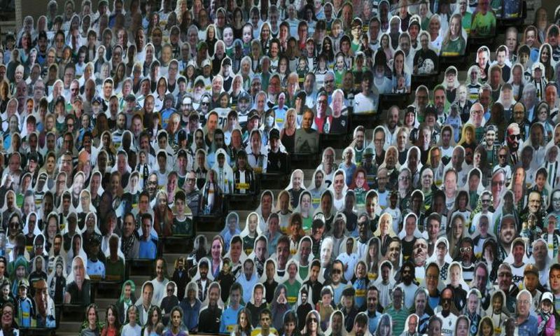 Cardboard cut-outs of Borussia Moenchengladbach fans will fill the team's stadium for Saturday's match against Bayer Leverkusen