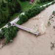 A collapsed bridge in western Ukraine after heavy flooding
