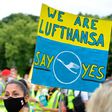 Employees of German airline Lufthansa hit the streets to encourage shareholders to back a bailout plan