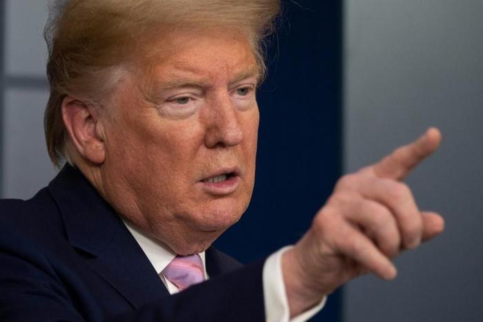President Donald Trump told National Football League commissioner Roger Goodell he believed the season would kick off as scheduled in September; Trump is pictured April 4, 2020