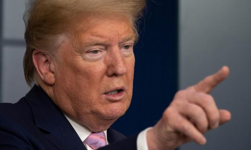 President Donald Trump told National Football League commissioner Roger Goodell he believed the season would kick off as scheduled in September; Trump is pictured April 4, 2020