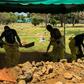 Men dig a grave at a cemetery in the Nicaraguan capital Managua