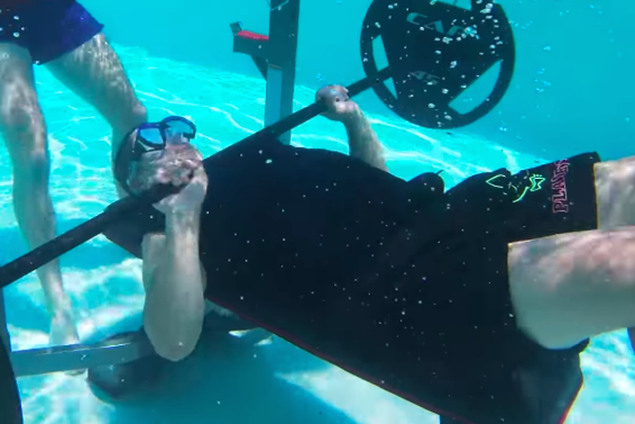 Watch Guys Bench Press Their Bodyweight Underwater