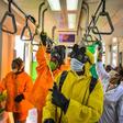 Cleaning staff disinfect a metro carriage in Addis Ababa -- Ethiopia announced its first COVID-19 deaths Sunday