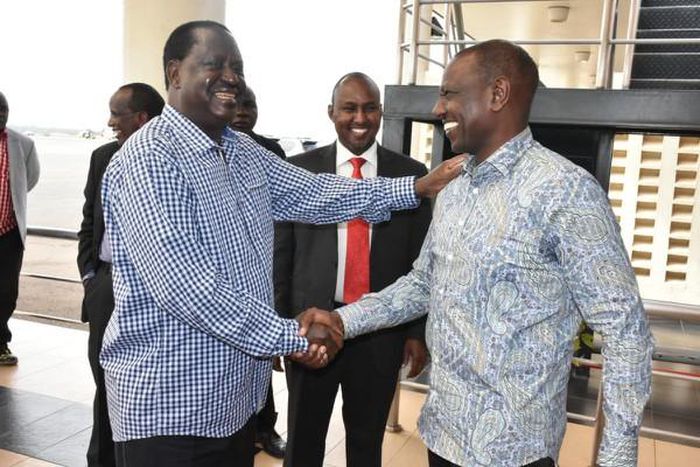 File image of DP Ruto with Raila Odinga