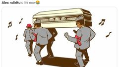 Meme of Ghanaian pall bearers shared after Nyeri man Alex Ndiritu trended at number 1 on Twitter