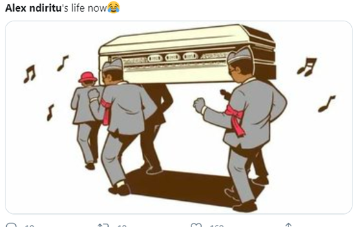 Meme of Ghanaian pall bearers shared after Nyeri man Alex Ndiritu trended at number 1 on Twitter