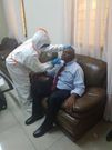A member of CS Mutahi Kagwe's staff gets tested for Covid-19