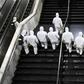 Brazilian soldiers disinfect the Subway Central Station in Brasilia on March 29, 2020