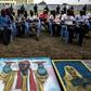 Paintings of Ne Muanda Nsemi were put on display at police headquarters in Kinshasa in 2017