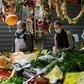 The scene at a Rome market on Monday