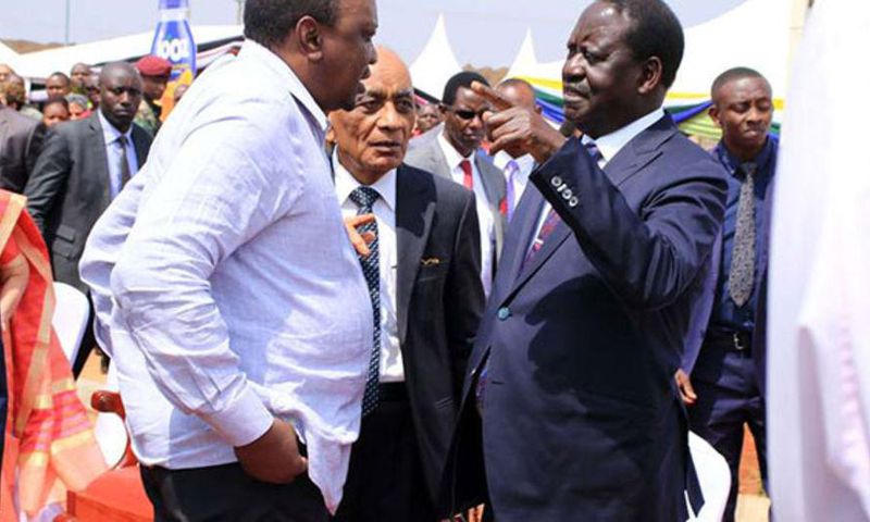 File image of President Uhuru Kenyatta with ODM leader Raila Odinga at a past event