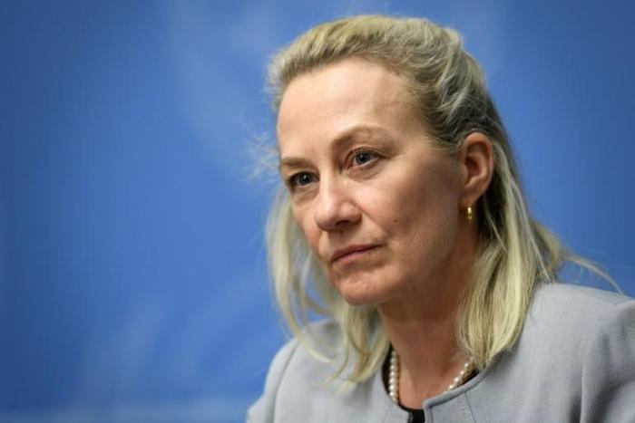 Alice Wells, the acting top US diplomat for South and Central Asia, speaks at a UN conference on Afghanistan in Geneva in November 2018