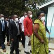 Health CS Mutahi kagwe (in red shirt) together with Ministry of Health officials during an official visit to Makueni County to assess Covid-19 preparedness