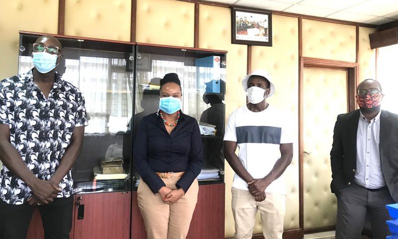 Health CAS Dr Mercy Mwangangi with members of Sauti Sol. Asymptomatic Coronavirus cases in Kenya - Ministry of Health issues clarification