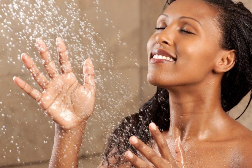African Lady Showering