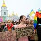 Kiev joined a slew of other European cities in holding a rally to demand more respect for women's rights