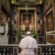 The 83-year-old pontiff's unannounced visit to a church with a crucifix from the times of the Great Plague came with Italy's hospitals running out beds
