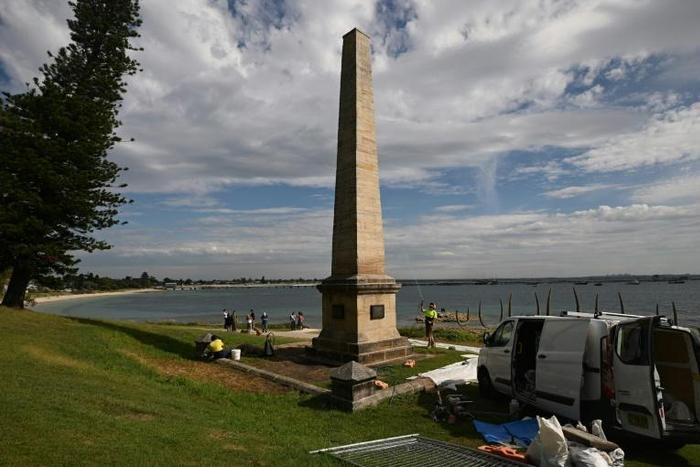 The Captain Cook memorial on the shore of Botany Bay marks where the English explorer landed in Australia on April 29, 1770