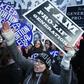 Anti-abortion activists try to disrupt a march by abortion rights activists in Washington on January 22, 2019