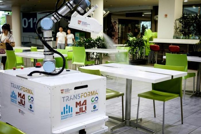 The robot can be controlled remotely with a laptop or tablet, reducing the risk to cleaners of becoming infected with the virus, which has killed over 140,000 people worldwide