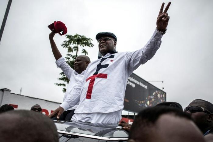 Allies: Felix Tshisekedi, right, and Vital Kamerhe on the campaign trail ahead of the December 2018 elections