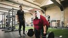 Maynor doing a strength workout with his trainer David Carson at On Your Mark gym in Chicago.