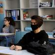 Some students in Athens wore masks in class. Greece reopened high schools for final-year pupils, with a reduced number of students per classroom