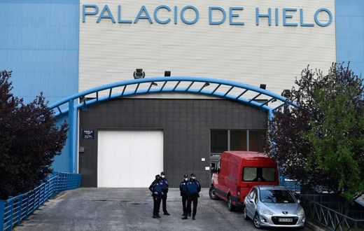 The ice rink at the Palacio de Hielo, or Ice Palace, shopping centre in Madrid was made into a morgue to deal with a surge in deaths in the capital