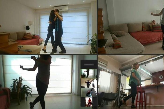 While tango dance parties in Buenos Aires remain closed due to the pandemic, dedicated tango dancers follow classes online as they strut their stuff in their living rooms
