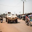 Members of the UN peacekeeping mission in the Central African Republic (MINUSCA) are seen patrolling in Bangui in January 2020 -- UN Secretary General Antonio Guterres has said he sees "progress" on political reform, but more needs to be done