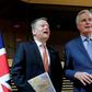 Britain's chief post-Brexit negotiator with the EU David Frost (left) is self isolating after showing "mild" coronavirus symptoms. His EU counterpart Michel Barnier (right) tested positive earlier this week