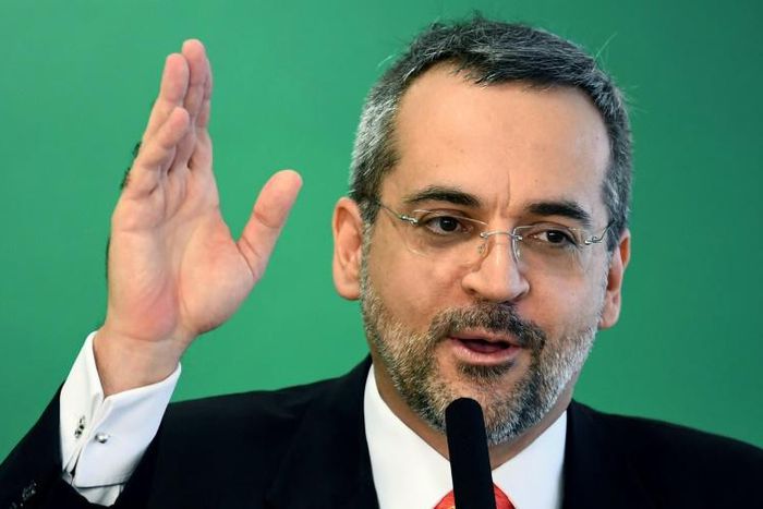 Former Brazilian Education Minister Abraham Weintraub (pictured April 2019) announced he was stepping down -- officially to take a job at the World Bank -- and left Brazil the following day, before his resignation took effect