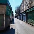 Shuttered market stalls in Rome's Monteverde Vecchio district on Wednesday